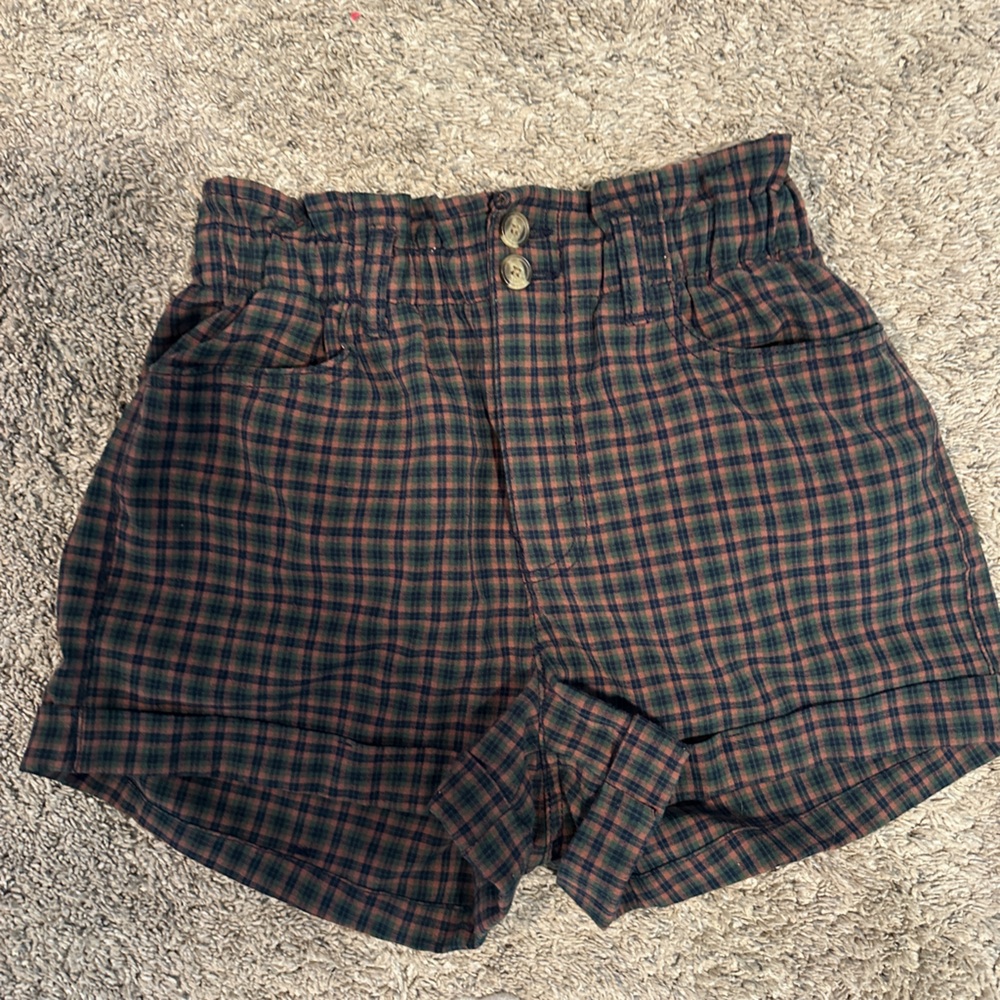 American Eagle Outfitters Plaid Shorts - Green and Brown